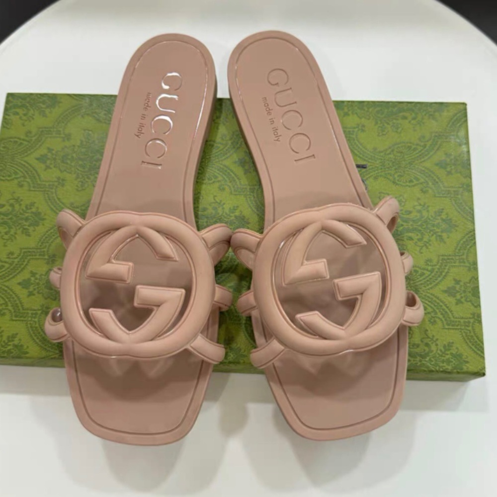 Gucci Women's Beige Logo Slide Sandals